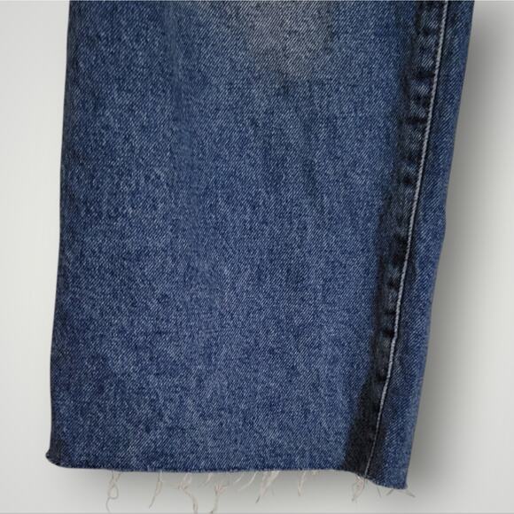 Zara High Rise 90s Full Length Jeans Size 6 Distressed Midwash Raw Hem Classic - Picture 7 of 11